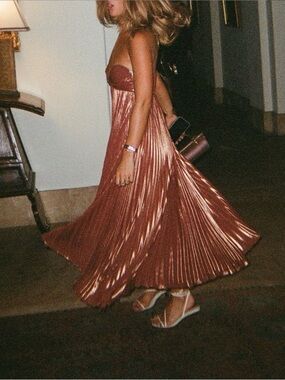 Anthropologie Plisse Halter Dress